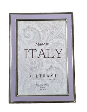 Beltrami Picture Frame Made In Italy Real Silver Plated 4x6 Purple Lavender